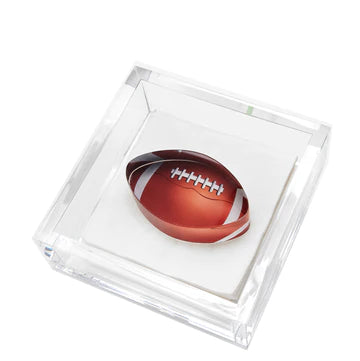 Tara Wilson Designs Cocktail Napkin Holder FOOTBALL 6" x 6"