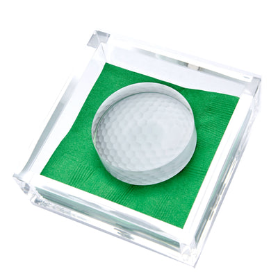 Tara Wilson Designs Cocktail Napkin Holder GOLF BALL 6" x 6"