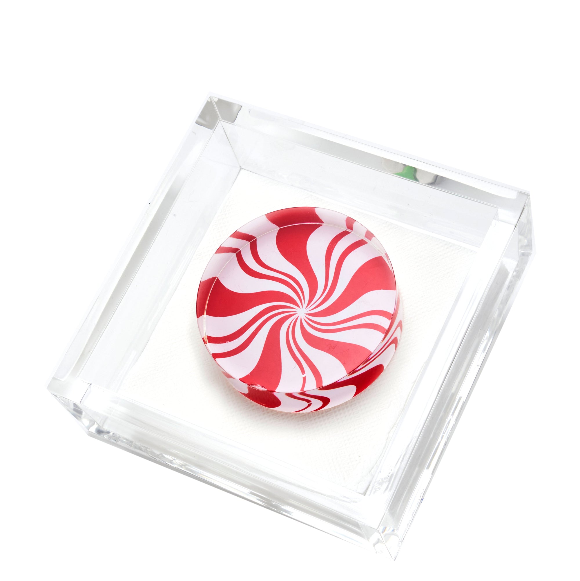 Cocktail Napkin Holder PEPPERMINT CANDY 4 inches by 4 inches 