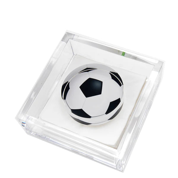 Tara Wilson Designs Cocktail Napkin Holder SOCCER 6" x 6"