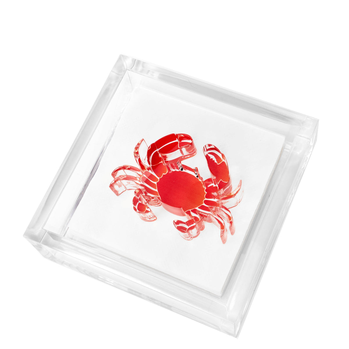 Tara Wilson Designs Cocktail Napkin Holder CRAB 6" x 6"