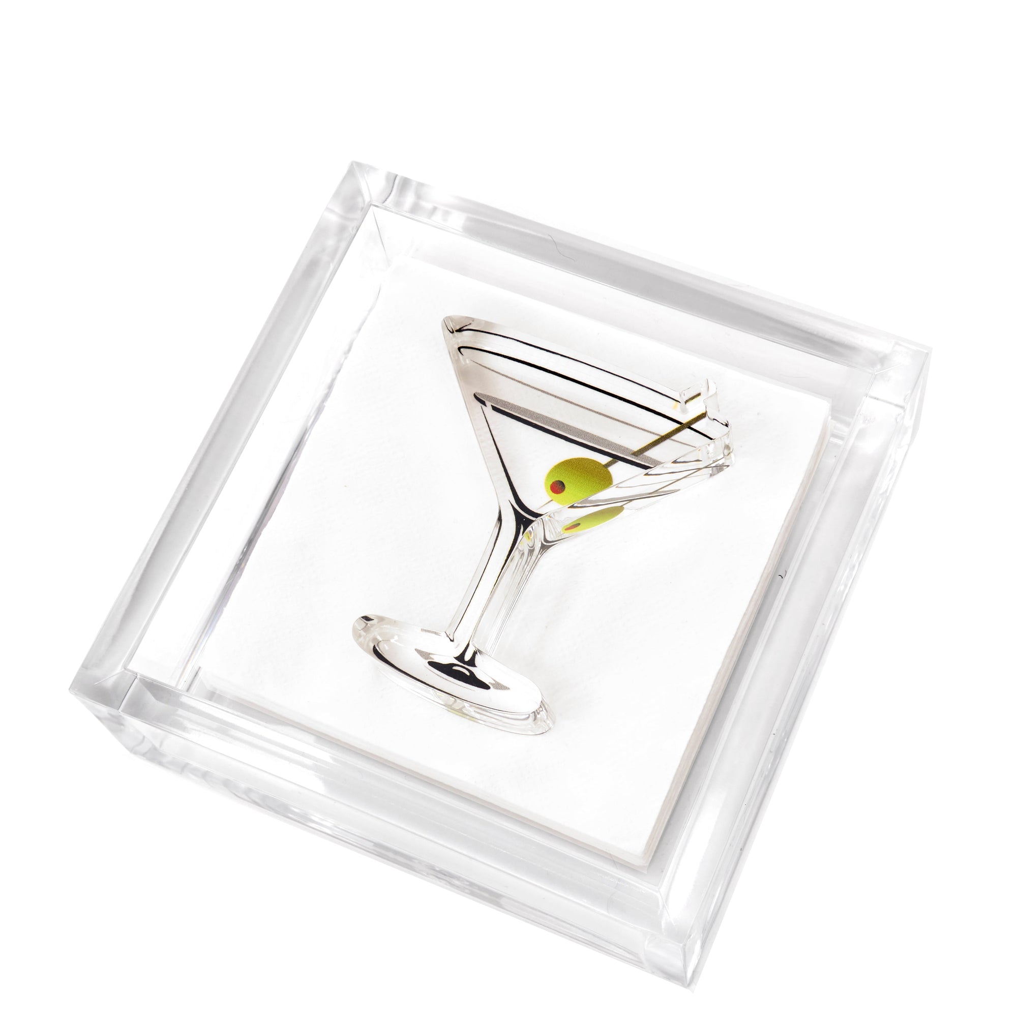 Cocktail Napkin Holder MARTINI 4 inches by 4 inches 