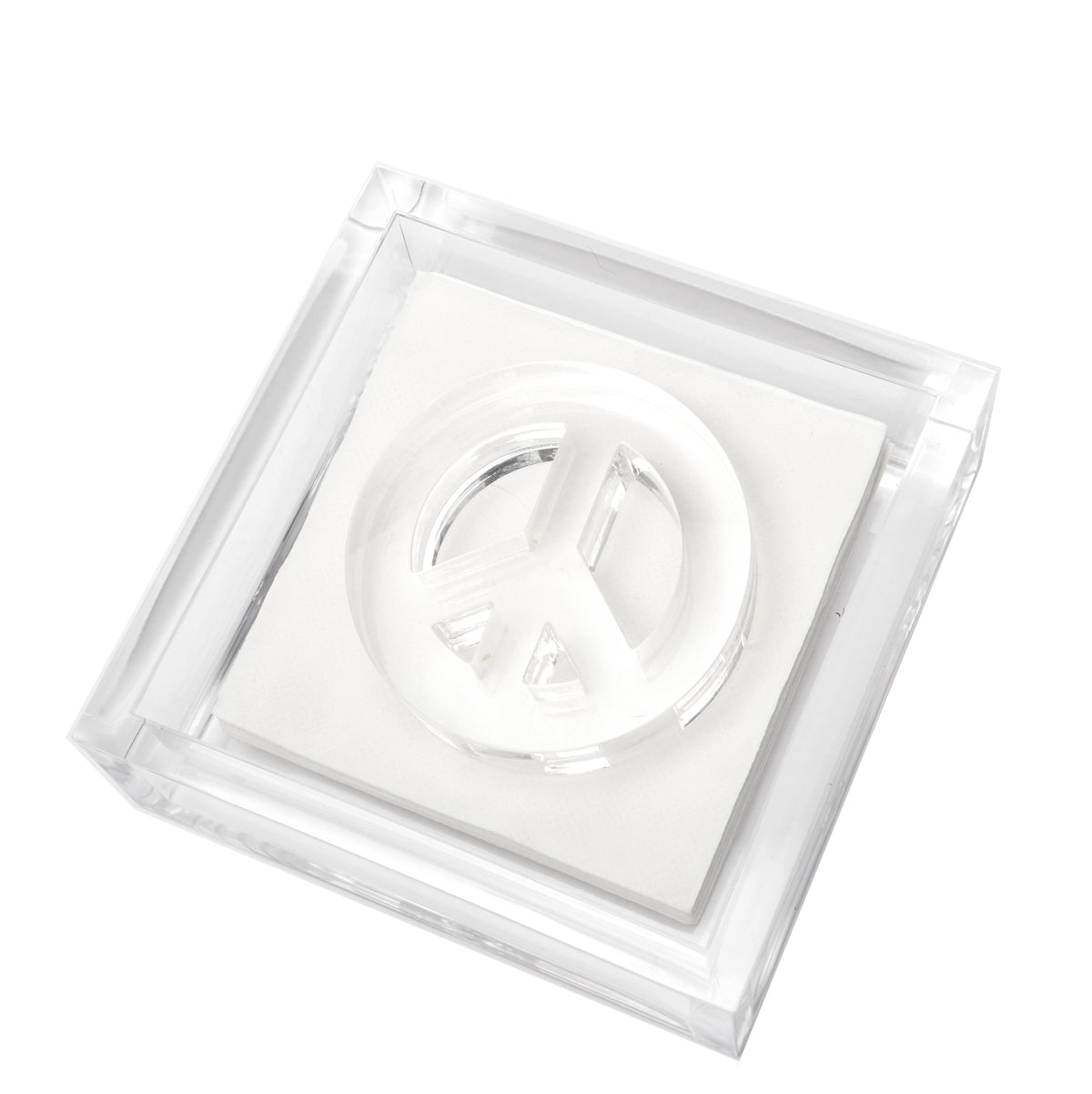 Cocktail Napkin Holder PEACE SIGN 4 inches by 4 inches