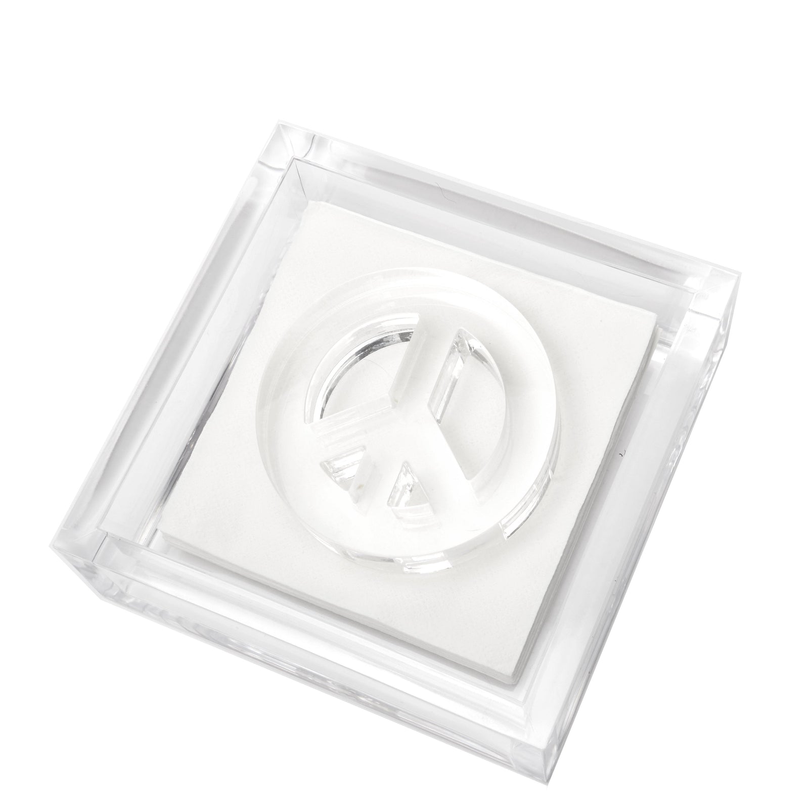 Tara Wilson Designs Cocktail Napkin Holder PEACE SIGN 6" x 6"