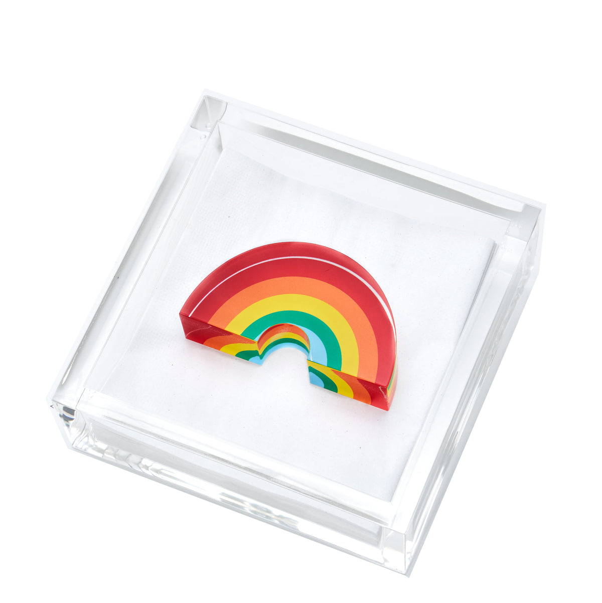 Cocktail Napkin Holder RAINBOW 4 inches by 4 inches