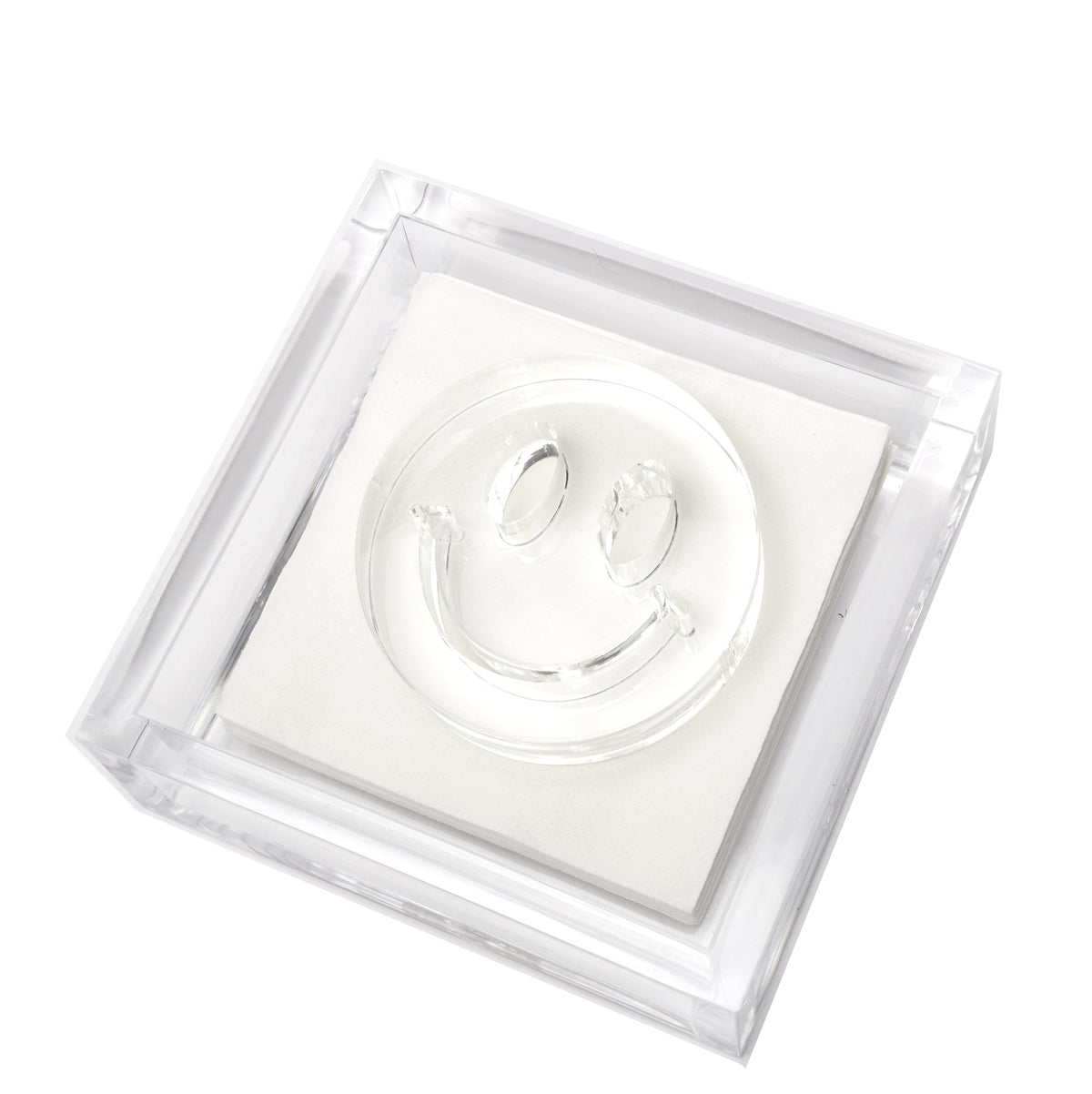 Tara Wilson Designs Cocktail Napkin Holder SMILEY FACE 6" x 6"