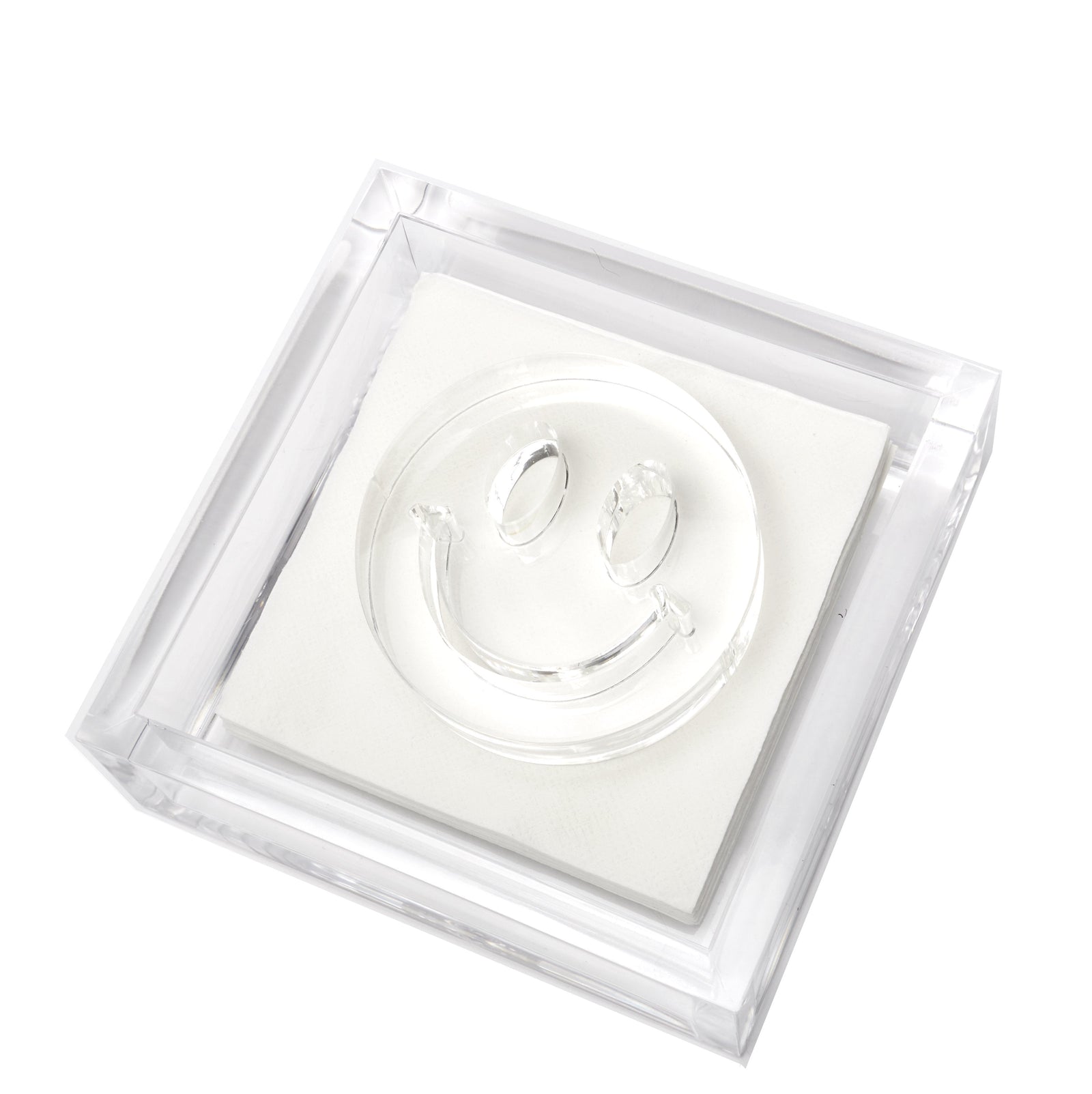 Tara Wilson Designs Cocktail Napkin Holder SMILEY FACE 6" x 6"
