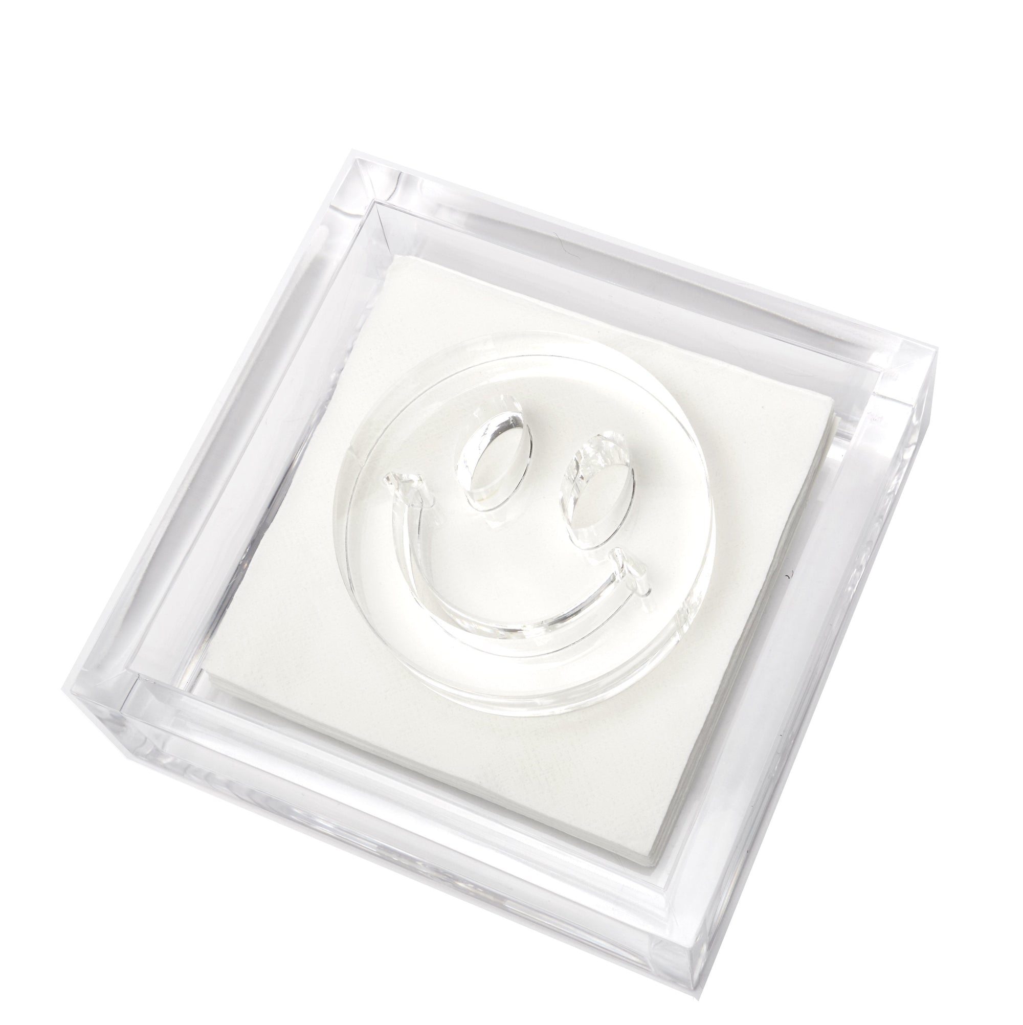 Tara Wilson Designs Cocktail Napkin Holder SMILEY FACE 6" x 6"