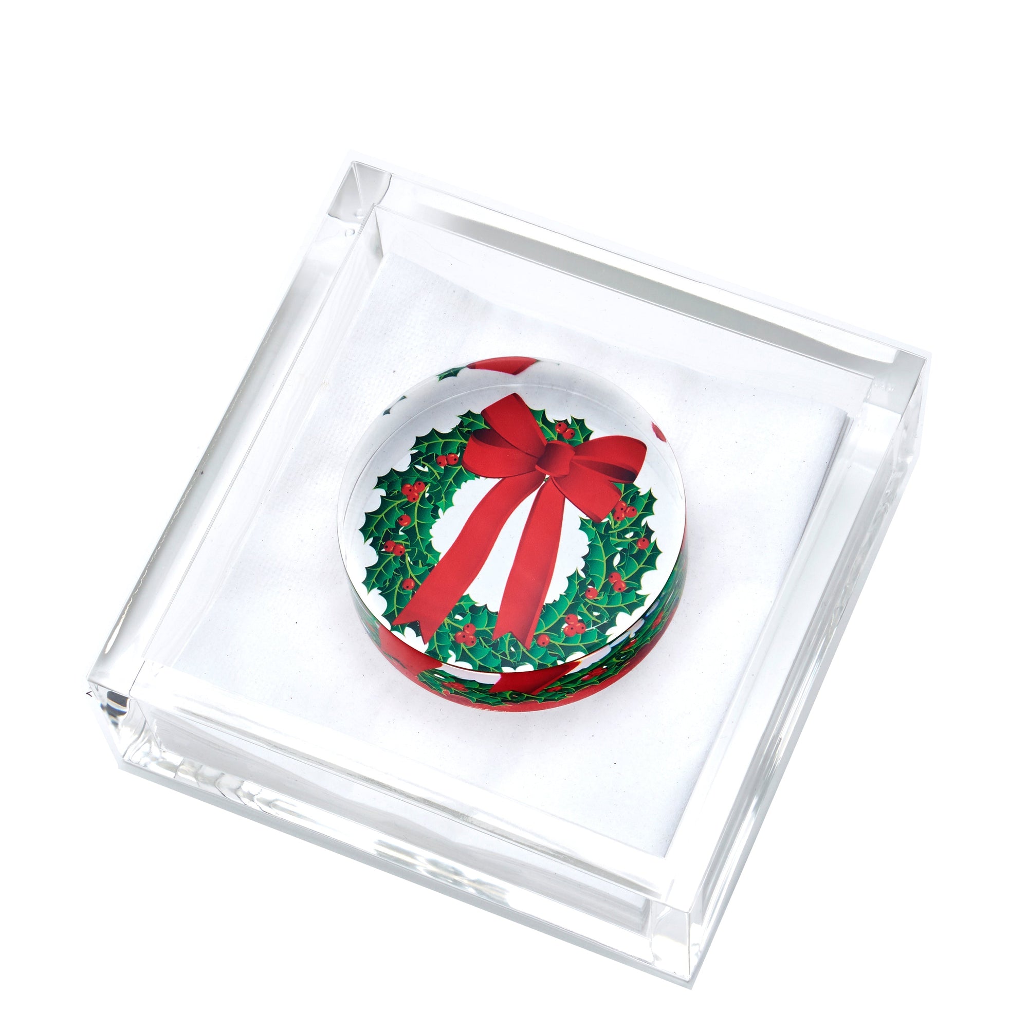 Cocktail Napkin Holder WREATH 4 inches by 4 inches 