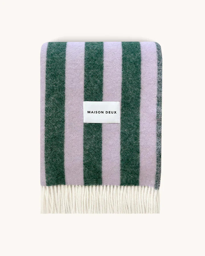 Maison Deux Blanket CANDY WRAP Lilac / Green 4.25 x 6.5 ft