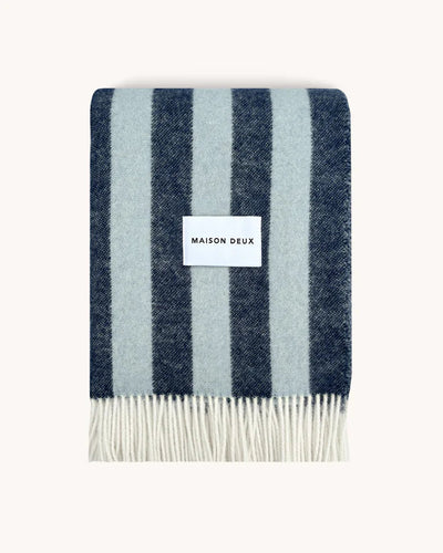 Maison Deux Blanket CANDY WRAP Navy / Ice Blue 4.25 x 6.5 ft