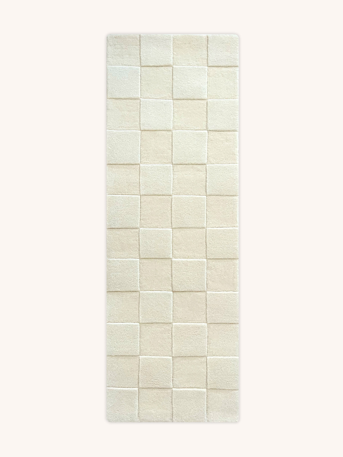 Rug CHECKERBOARD Off White 1.8 x 5.2 ft