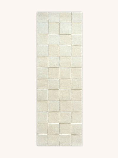 Rug CHECKERBOARD Off White 1.8 x 5.2 ft