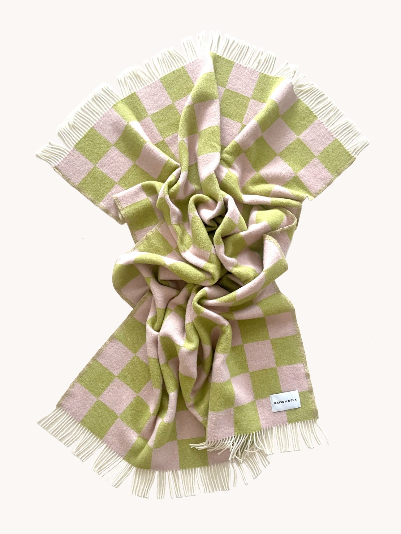 Maison Deux Blanket CHECKERBOARD Kiwi / Pink 4.25 x 6.5 ft