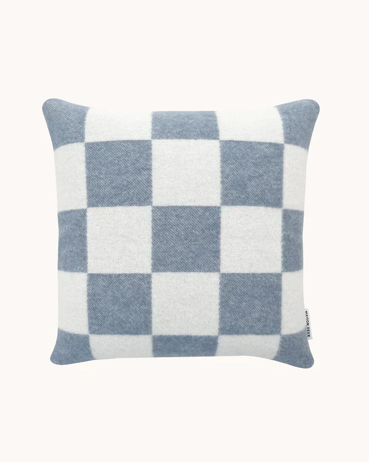 Maison Deux Cushion CHECKERBOARD Denim Blue / White 1.65 x 1.65 ft