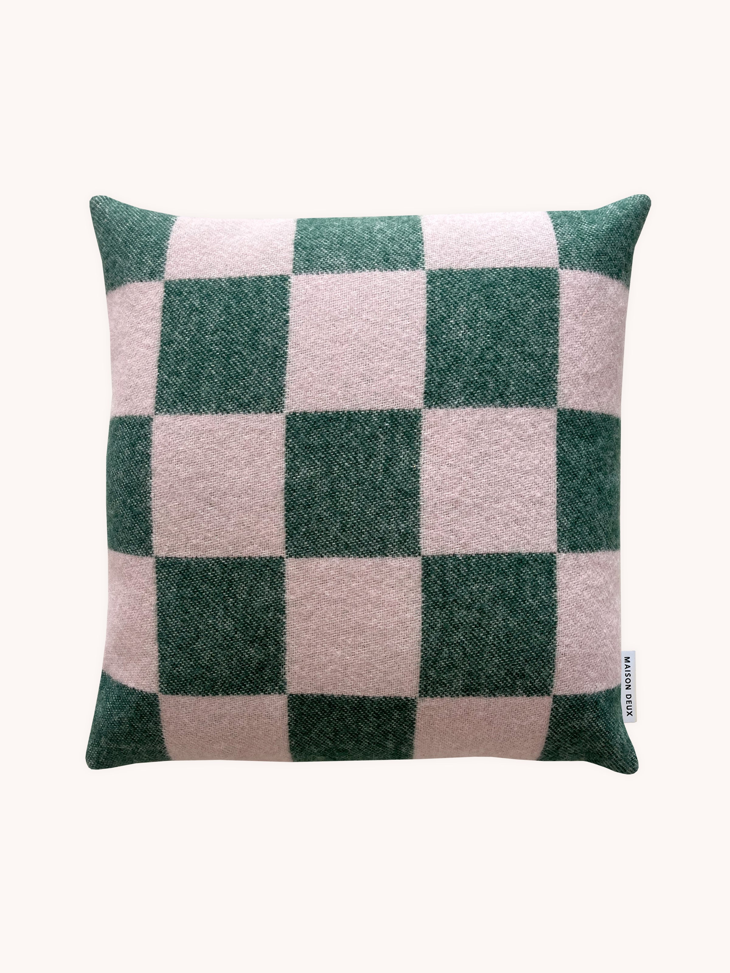 Maison Deux Cushion CHECKERBOARD Green / Pink 1.65 x 1.65 ft