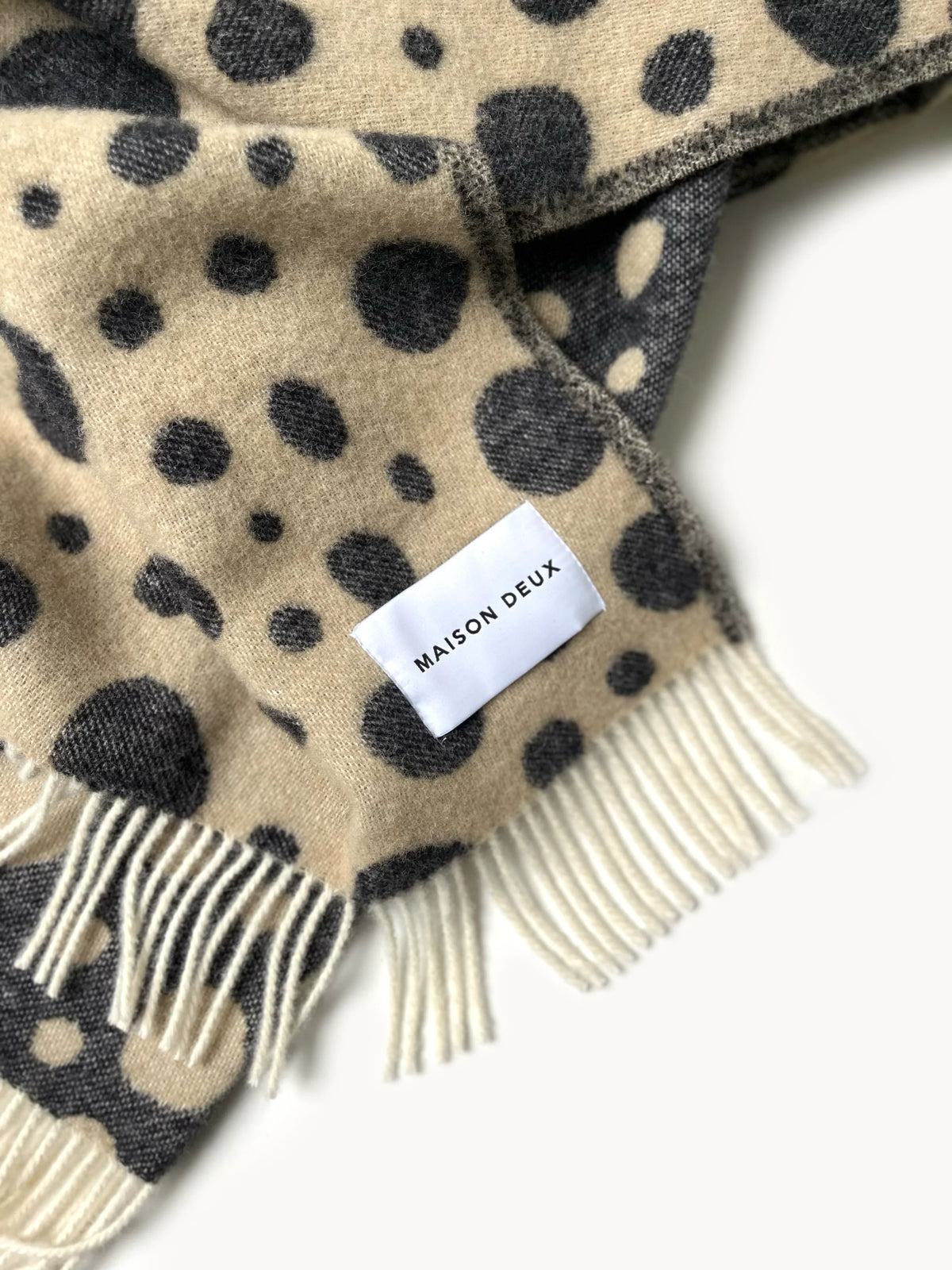 Maison Deux Blanket CHEETAH Beige / Black Print 4.25 x 6.5 ft