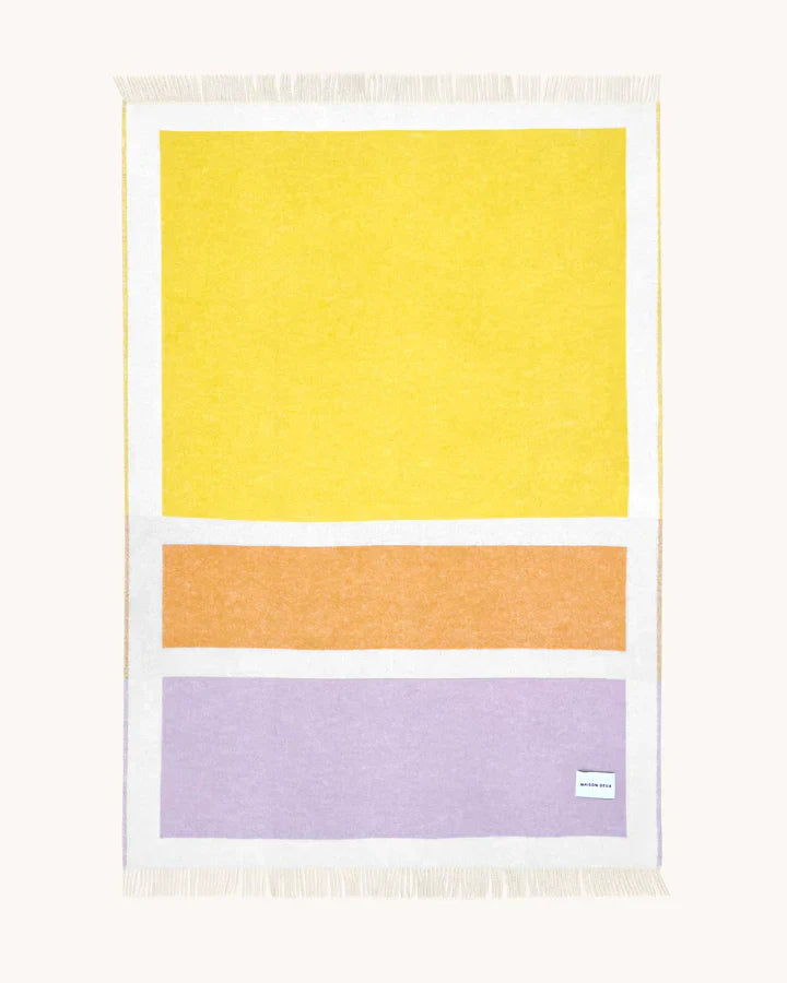 Maison Deux Blanket COLOR BLOCK No. 1 Lilac / Yellow and Orange 4.25 x 6.5 ft