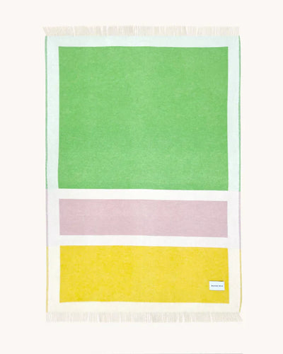 Maison Deux Blanket COLOR BLOCK No. 2 Yellow / Green and Lilac 4.25 x 6.5 ft