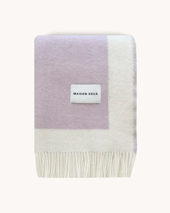 Maison Deux Blanket COLOR BLOCK No. 2 Yellow / Green and Lilac 4.25 x 6.5 ft