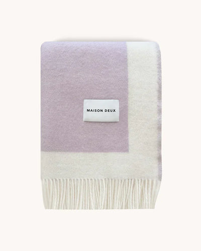 Maison Deux Blanket COLOR BLOCK No. 2 Yellow / Green and Lilac 4.25 x 6.5 ft