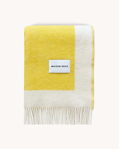 Maison Deux Blanket COLOR BLOCK No. 2 Yellow / Green and Lilac 4.25 x 6.5 ft