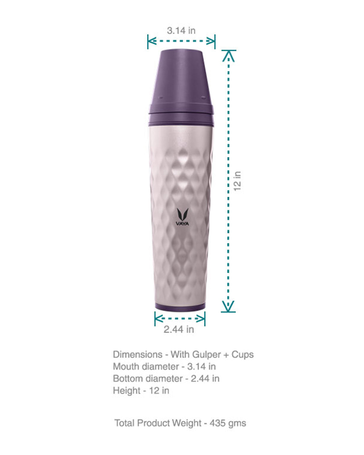 Vaya Drynk -20.2  fl.oz - Purple - with Gulper Lid + 2 Cups