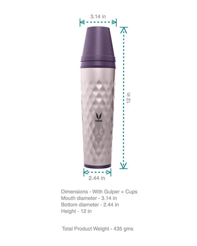 Vaya Drynk -20.2  fl.oz - Purple - with Gulper Lid + 2 Cups