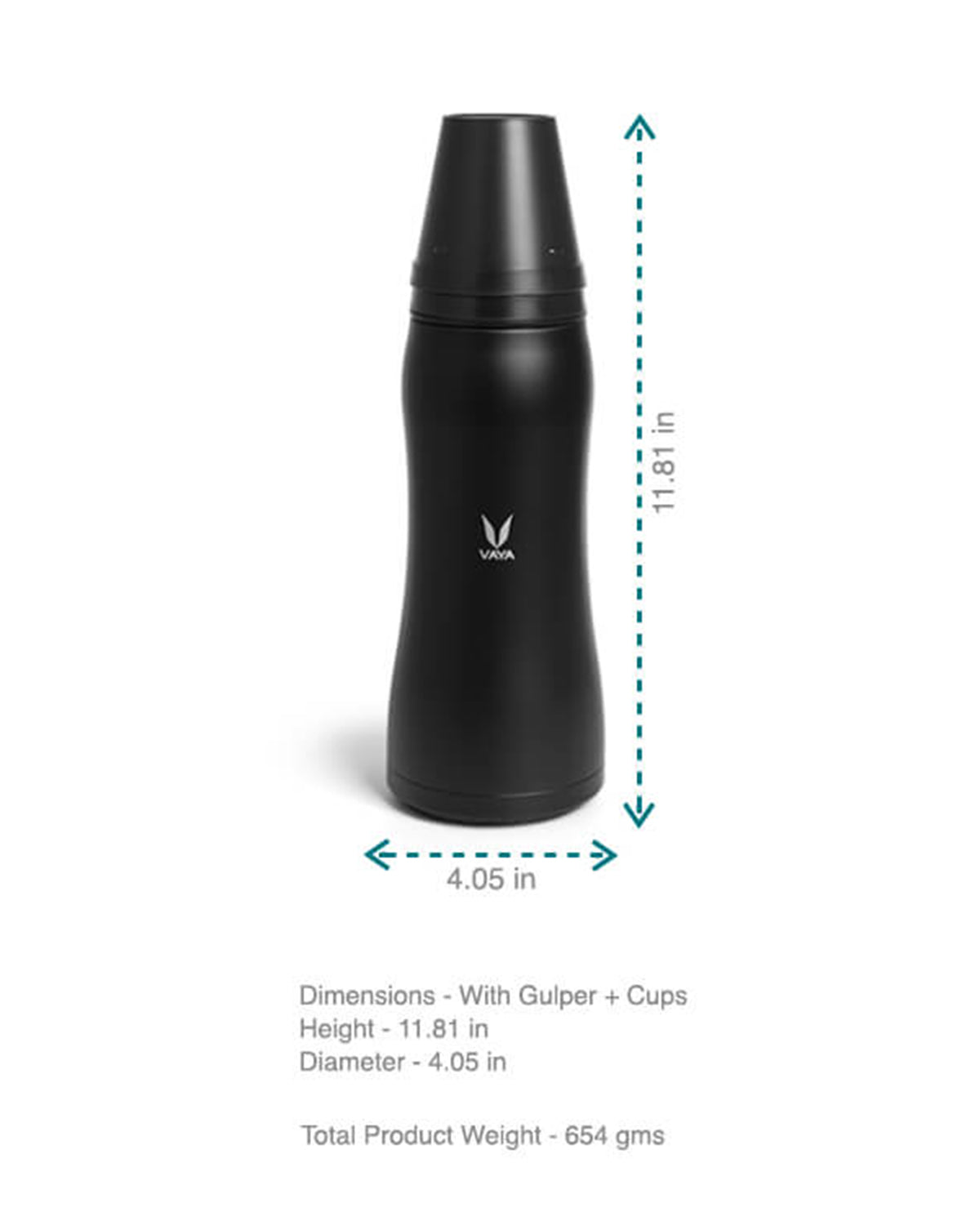 Vaya Drynk - 30.4 fl. oz - Black - with Gulper Lid + 2 Cups
