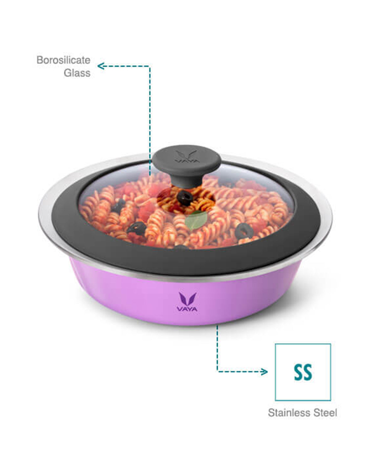 Vaya HauteCase - 37.2 fl.oz - Iris Purple - with Glass Lid