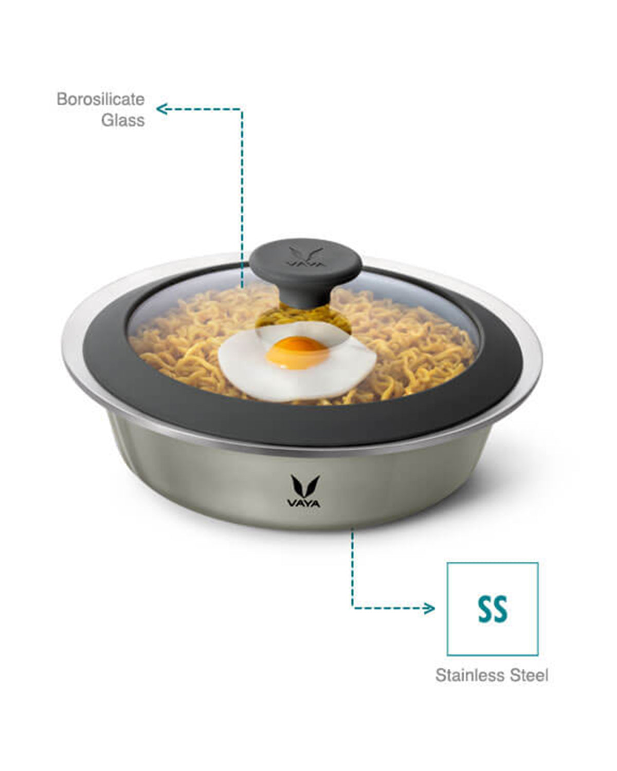 Vaya HauteCase - 37.2 fl.oz - Cloud Grey - with Glass Lid