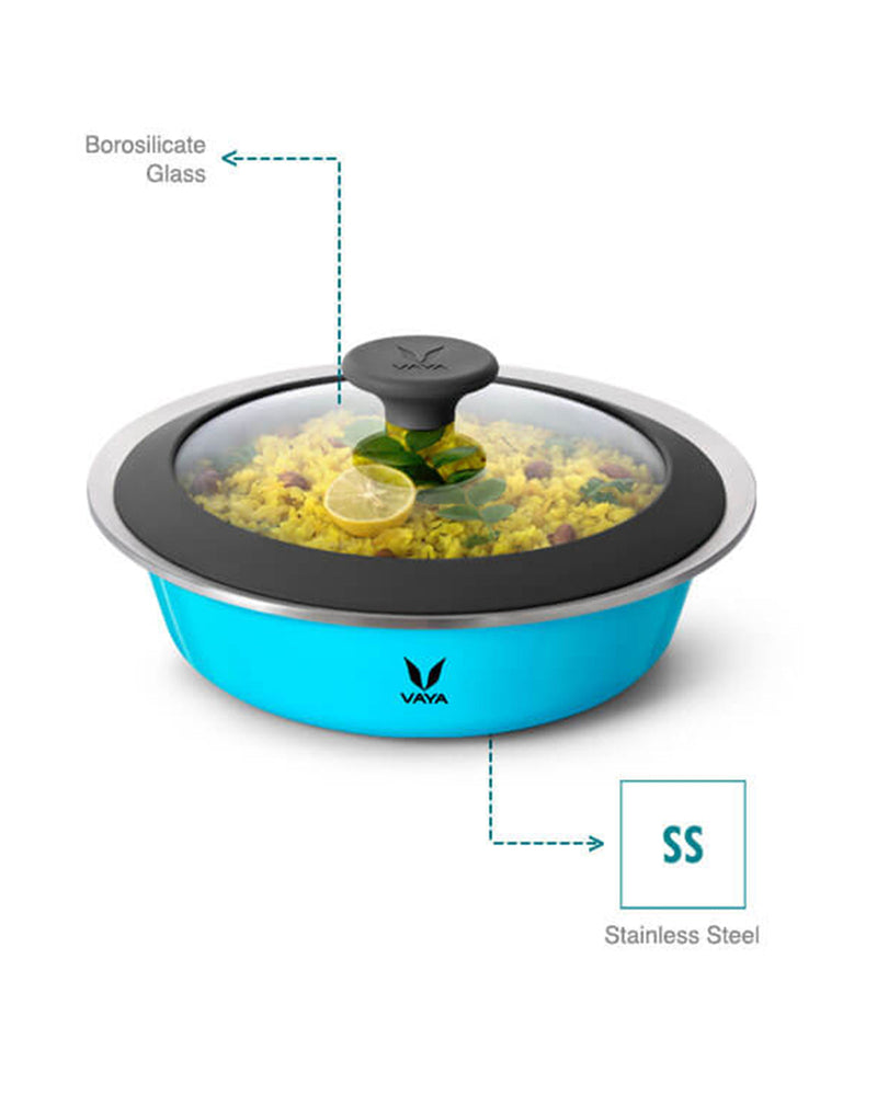 Vaya HauteCase - 37.2 fl.oz - Azure Blue - with Glass Lid