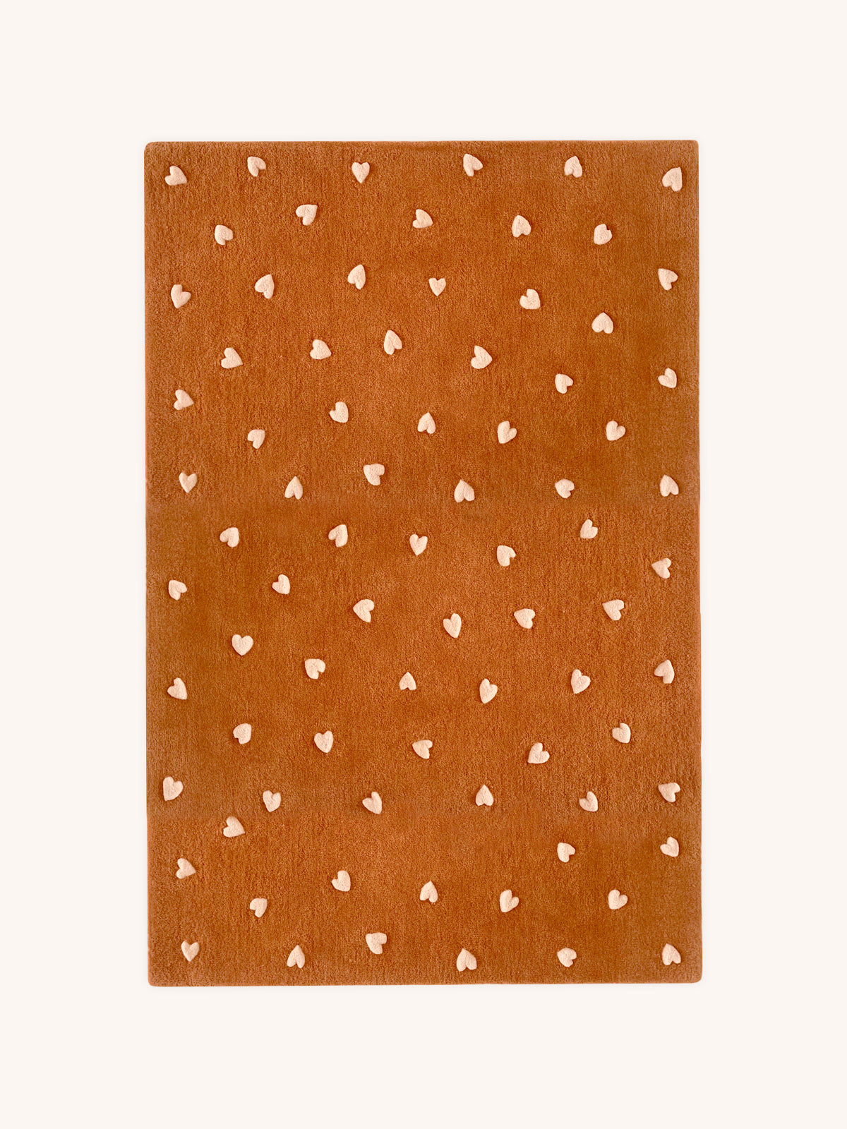 Maison Deux Rug HEARTS Brown / Pink Print 3.9 x 5.9 ft