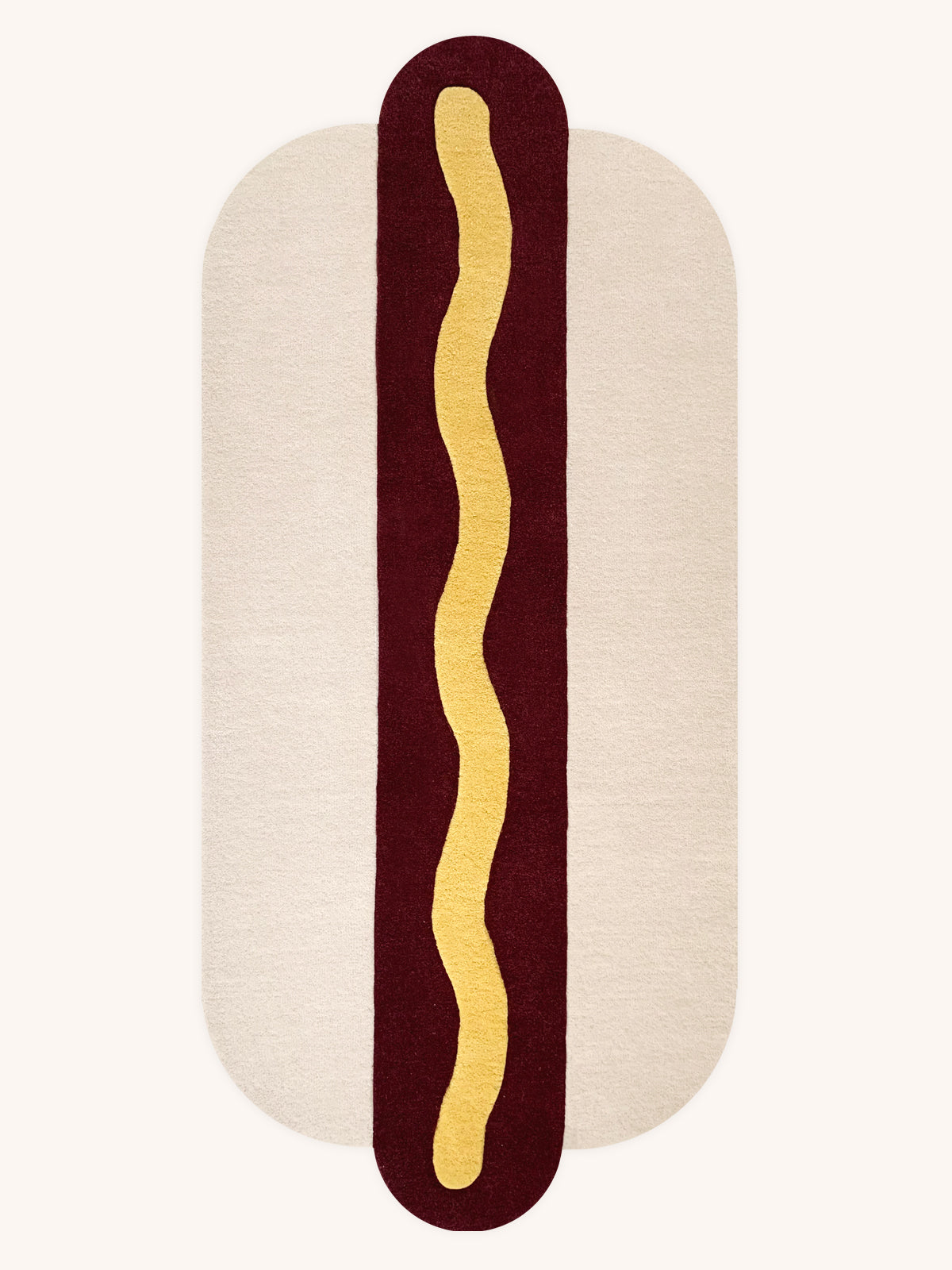 Maison Deux Rug HOT DOG Cream / Maroon and Yellow Print 4 x 6 ft