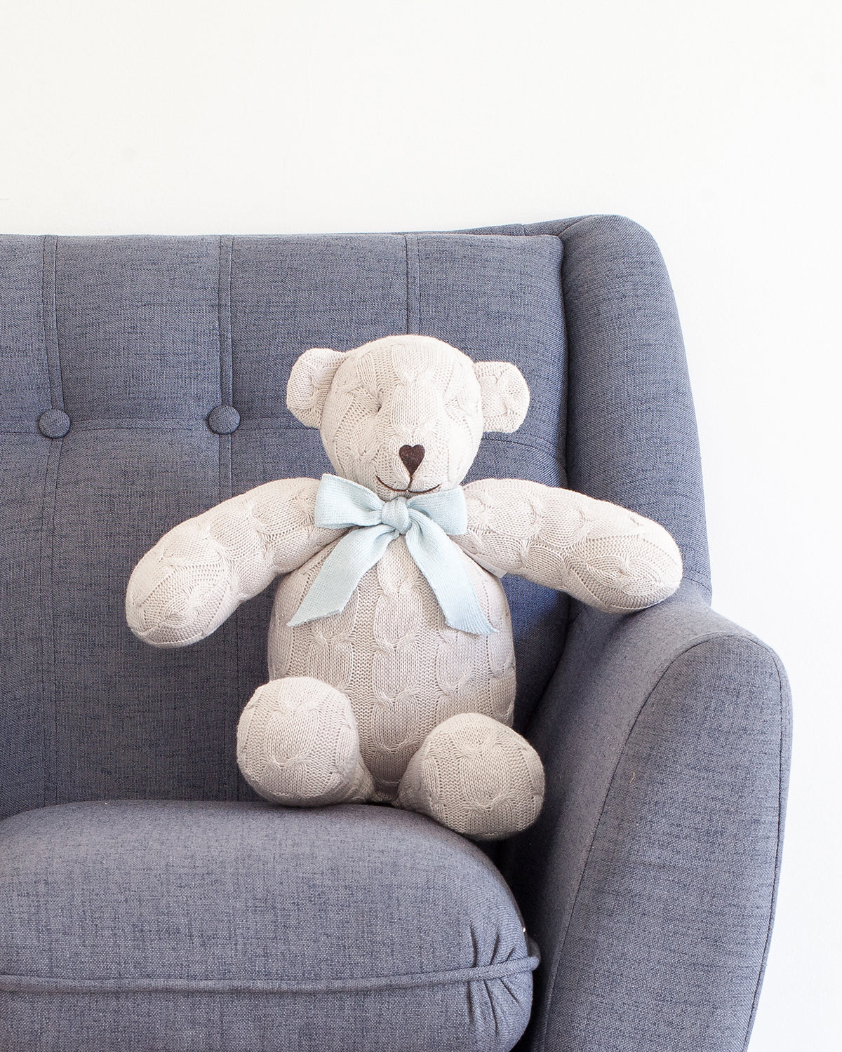 Plush CABLE KNIT TEDDY BEAR Classic Soft Pink