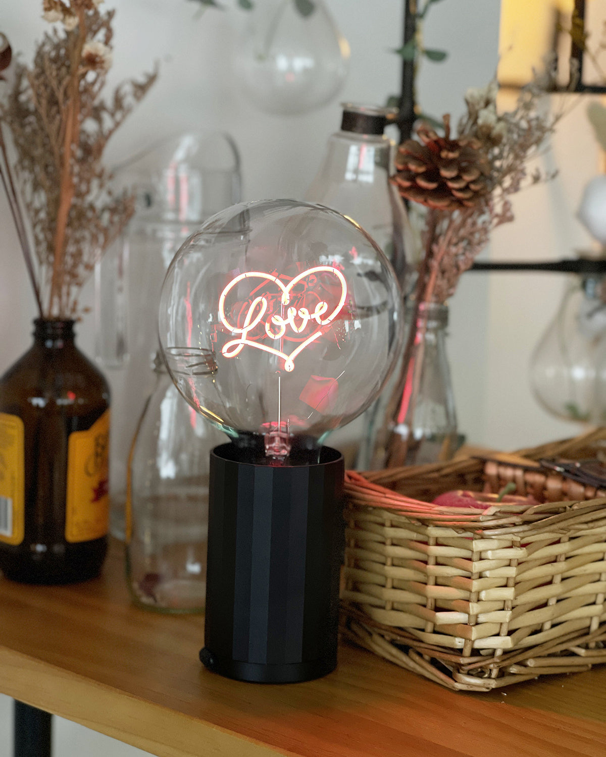 Bulb LOVE Red with Base Table Lamp PORTABLE Pop Nomad Yellow