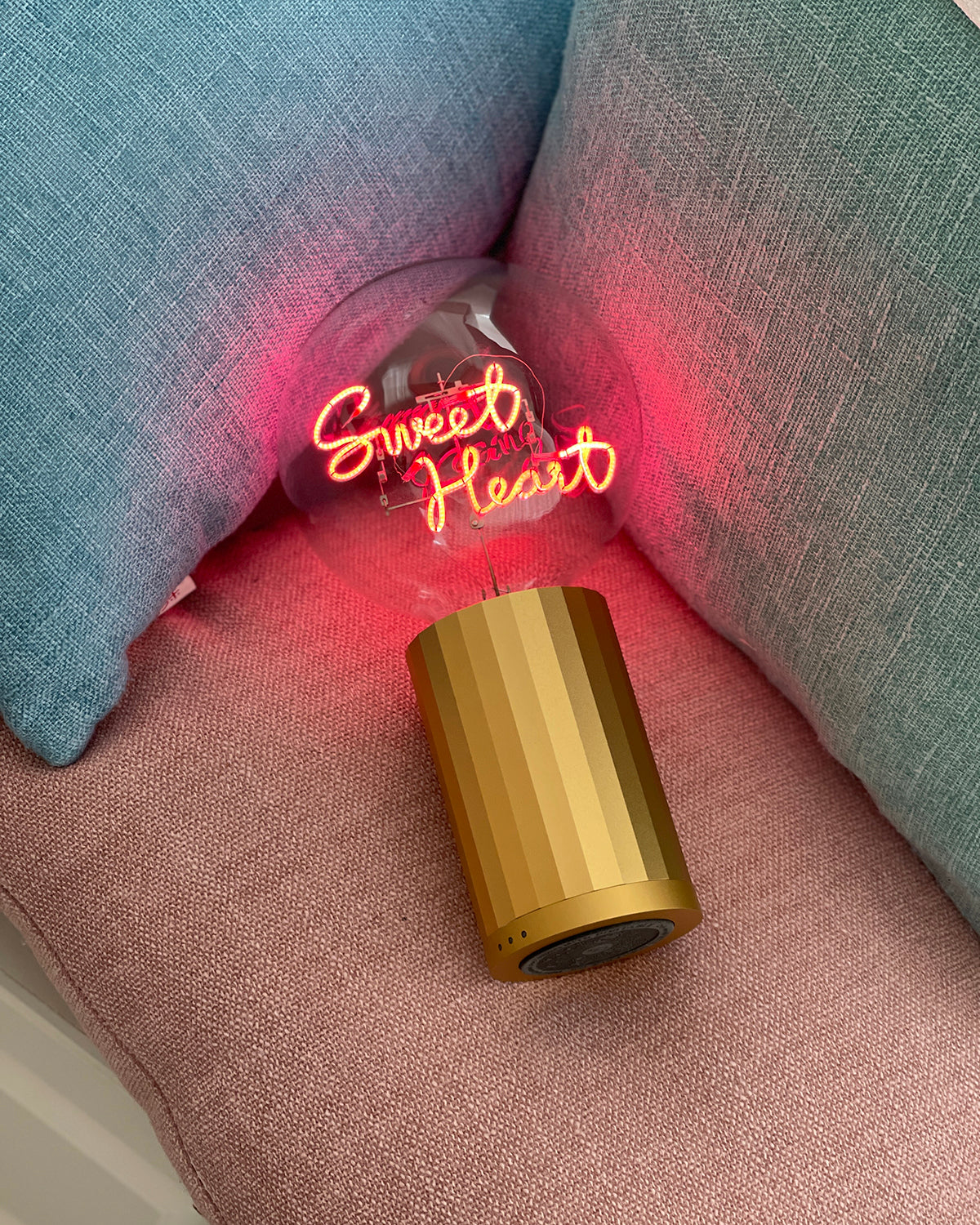 Bulb SWEET HEART Red with Base Table Lamp PORTABLE Rose Gold