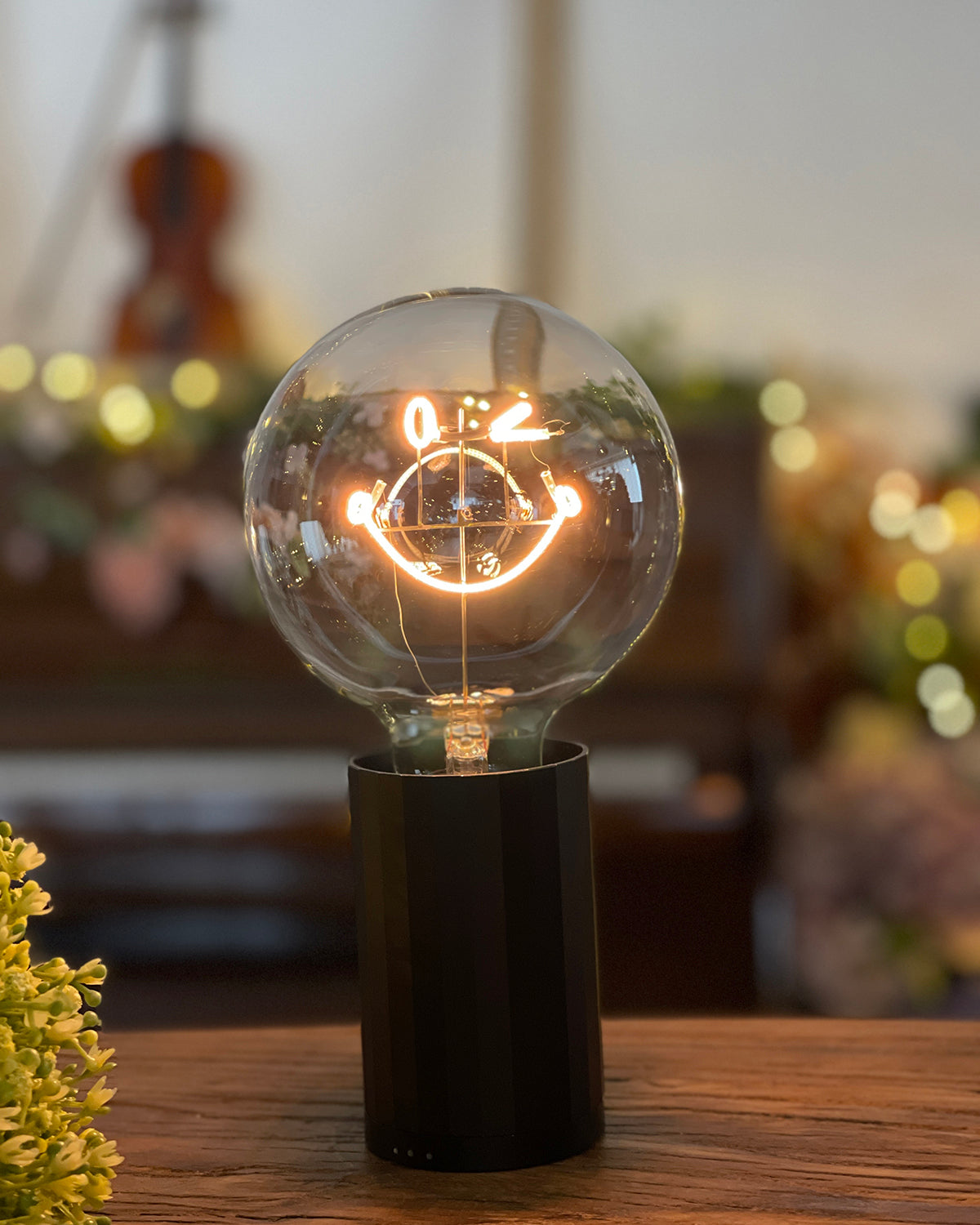 Bulb SMILEY WORLD KIDNESS Amber with Base Table Lamp PORTABLE Rose Gold