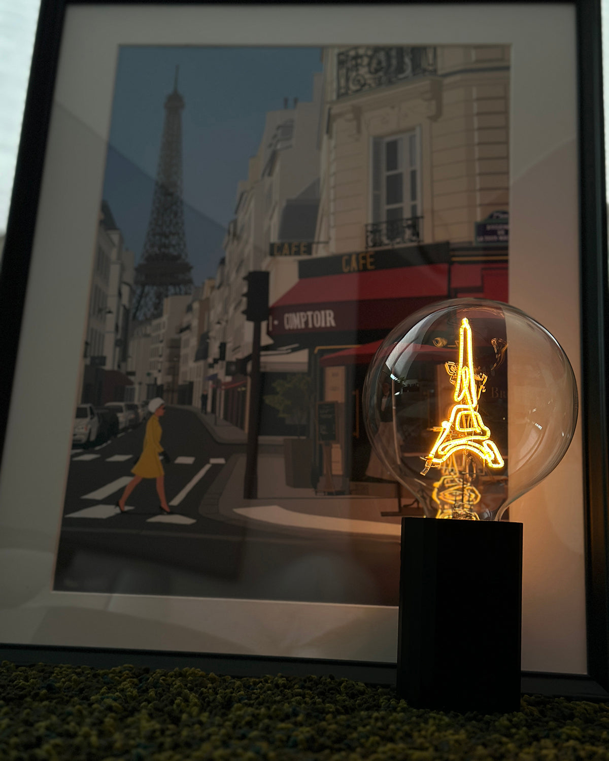 Bulb EIFFEL TOWER Amber with Base Table Lamp PORTABLE Rose Gold