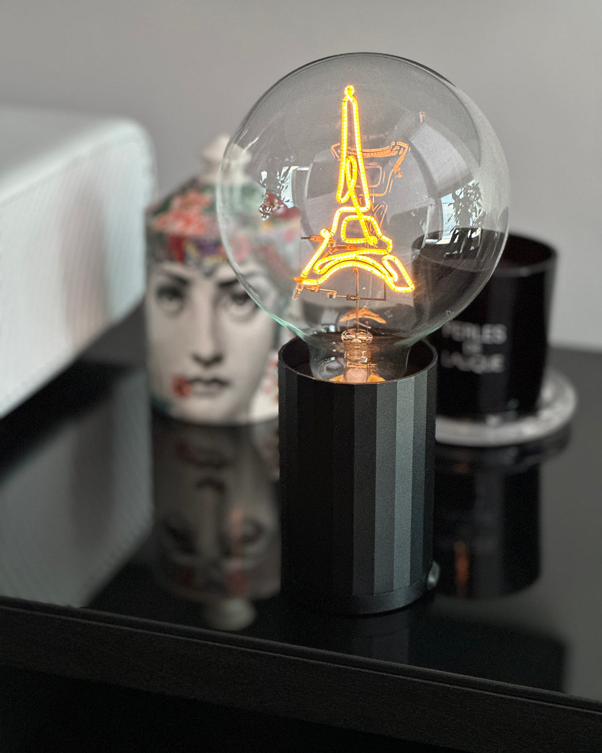 Bulb EIFFEL TOWER Amber with Base Table Lamp PORTABLE Rose Gold