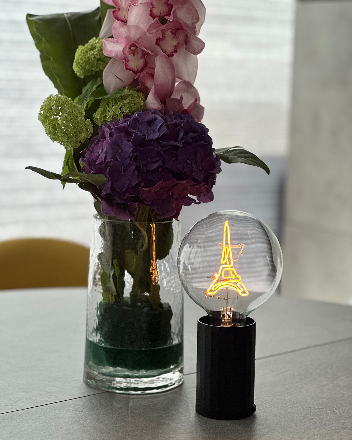 Bulb EIFFEL TOWER Amber with Base Table Lamp PORTABLE Rose Gold