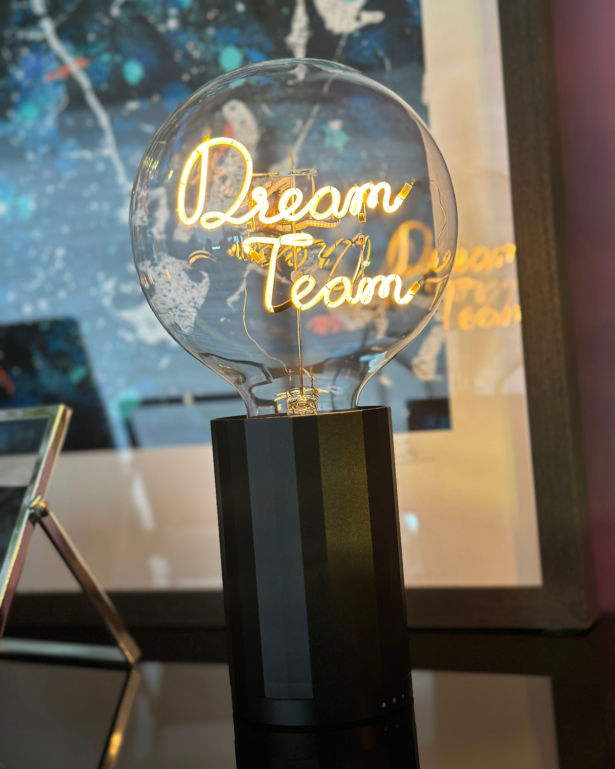 Bulb DREAM TEAM Amber with Base Table Lamp PORTABLE Rose Gold