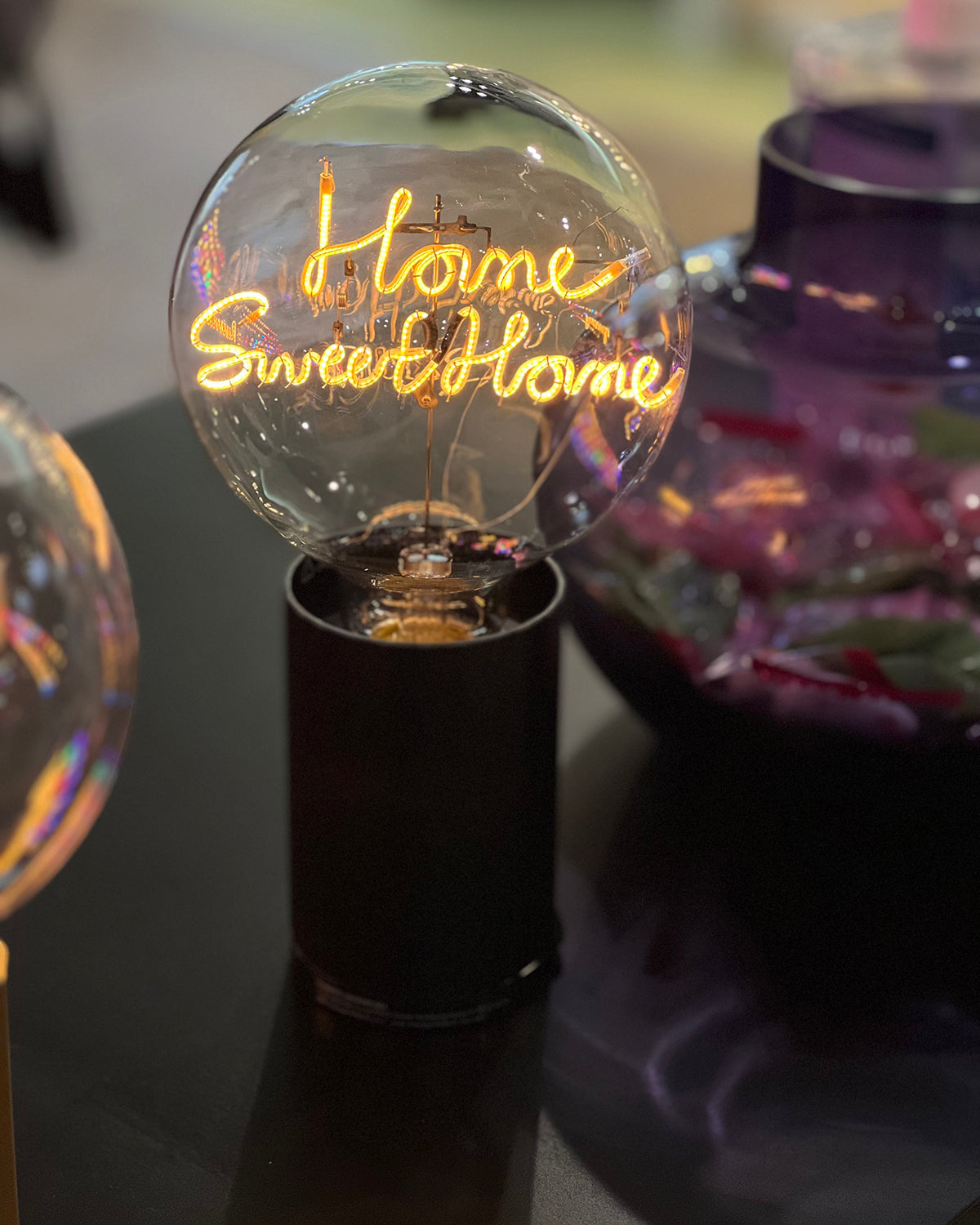 Bulb HOME SWEET HOME Amber with Base Table Lamp PORTABLE Rose Gold