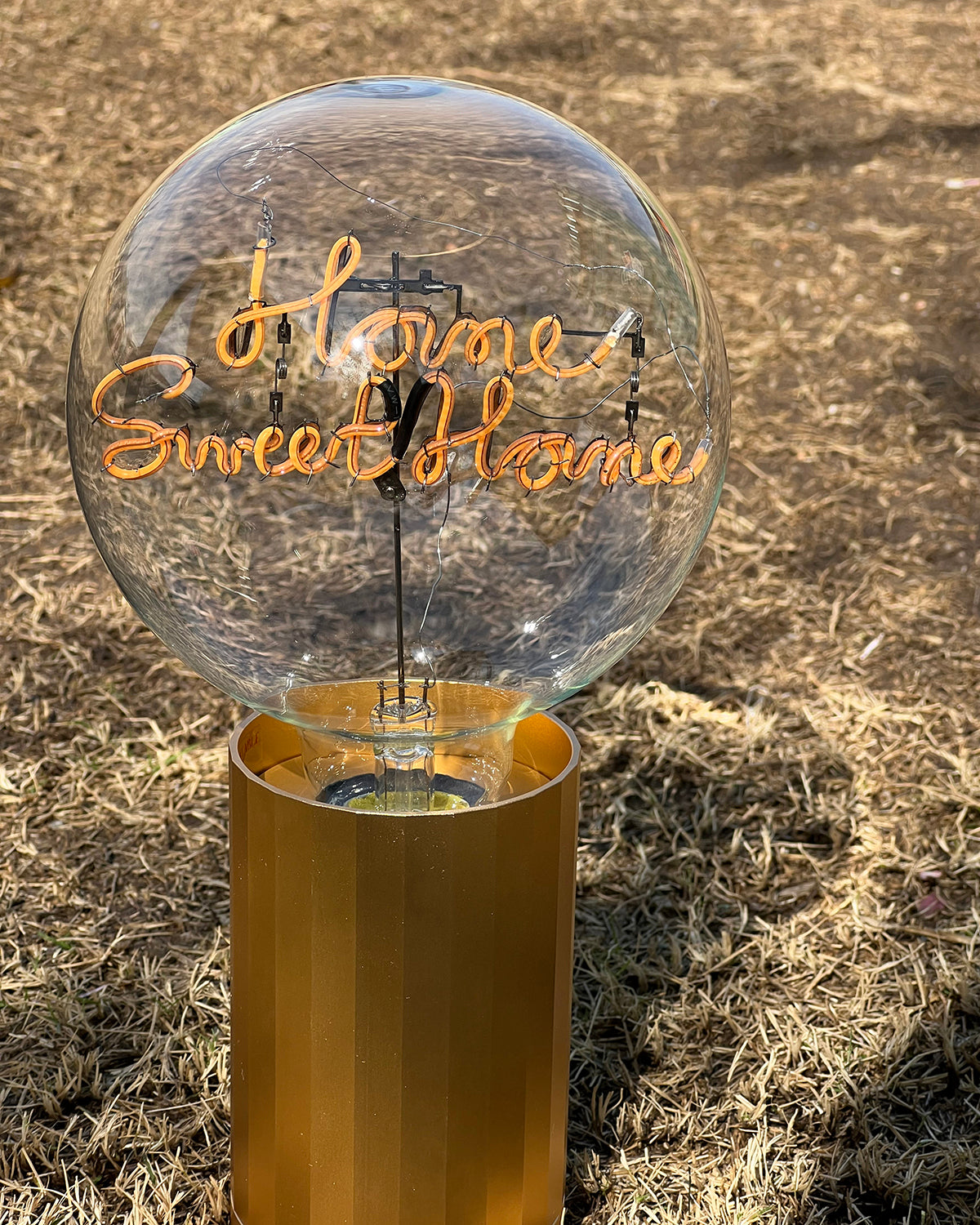 Bulb HOME SWEET HOME Amber with Base Table Lamp PORTABLE Rose Gold