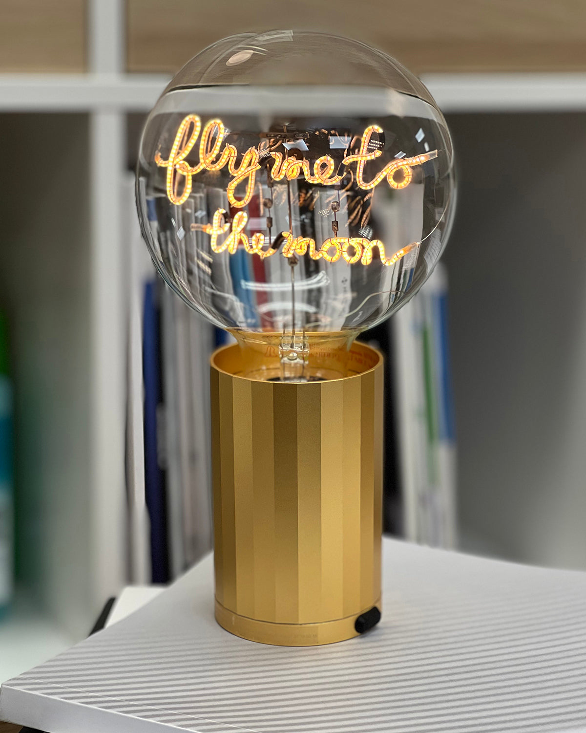 Bulb FLY ME TO THE MOON Amber with Base Table Lamp PORTABLE Black