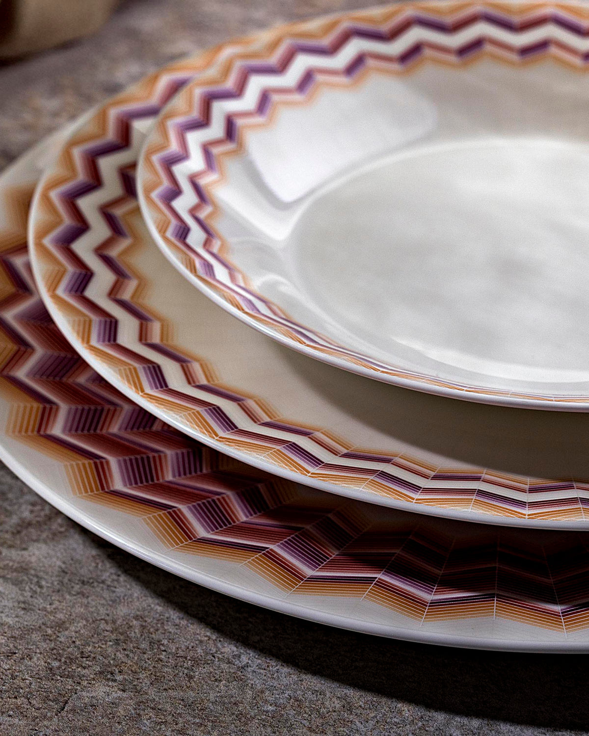 Dessert Plate ZIG ZAG JARRIS 156 Set of 6 Fine Bone China Ø 8.46"