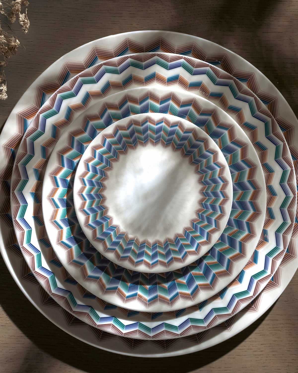 Dessert Plate ZIG ZAG JARRIS 148 Set of 6 Fine Bone China Ø 8.46"