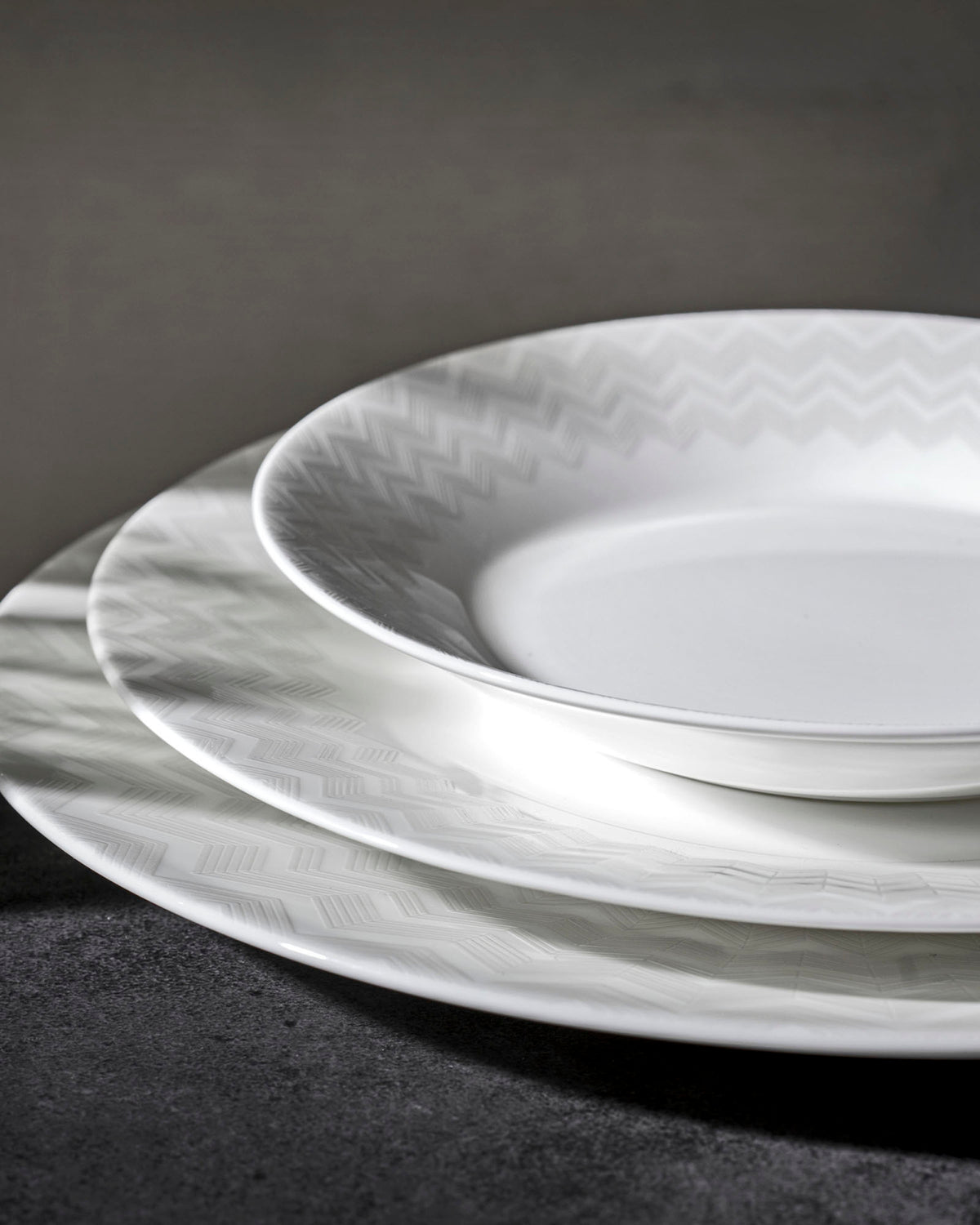 Bread & Butter Plate ZIG ZAG WHITE Set of 6 Fine Bone China Ø 6.1"