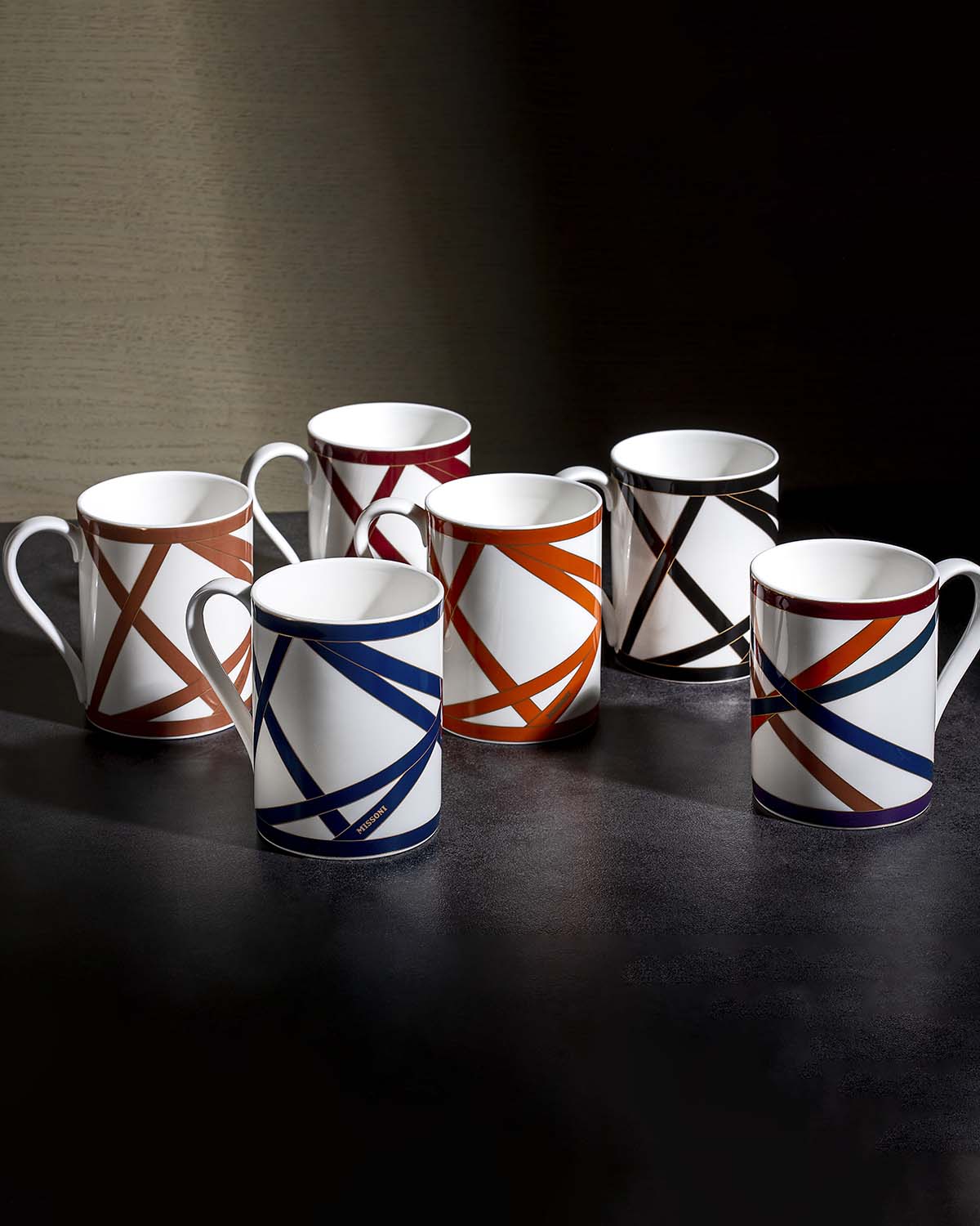 Mug Cup NASTRI in Luxury Box Bordeaux diam. 3", H 3.9", cap. 12.5 oz