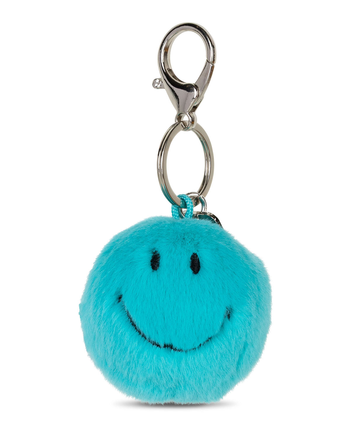 Keychain Smiley ECO Fuzzy Teal 2"